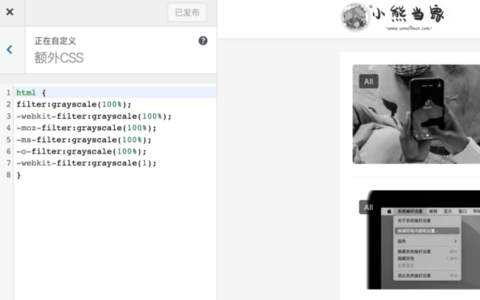 WordPress怎么全站变黑白色